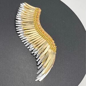 Mignonne Gavigan Gold Metallic Madeline Leather Sequins Wing *One Earring